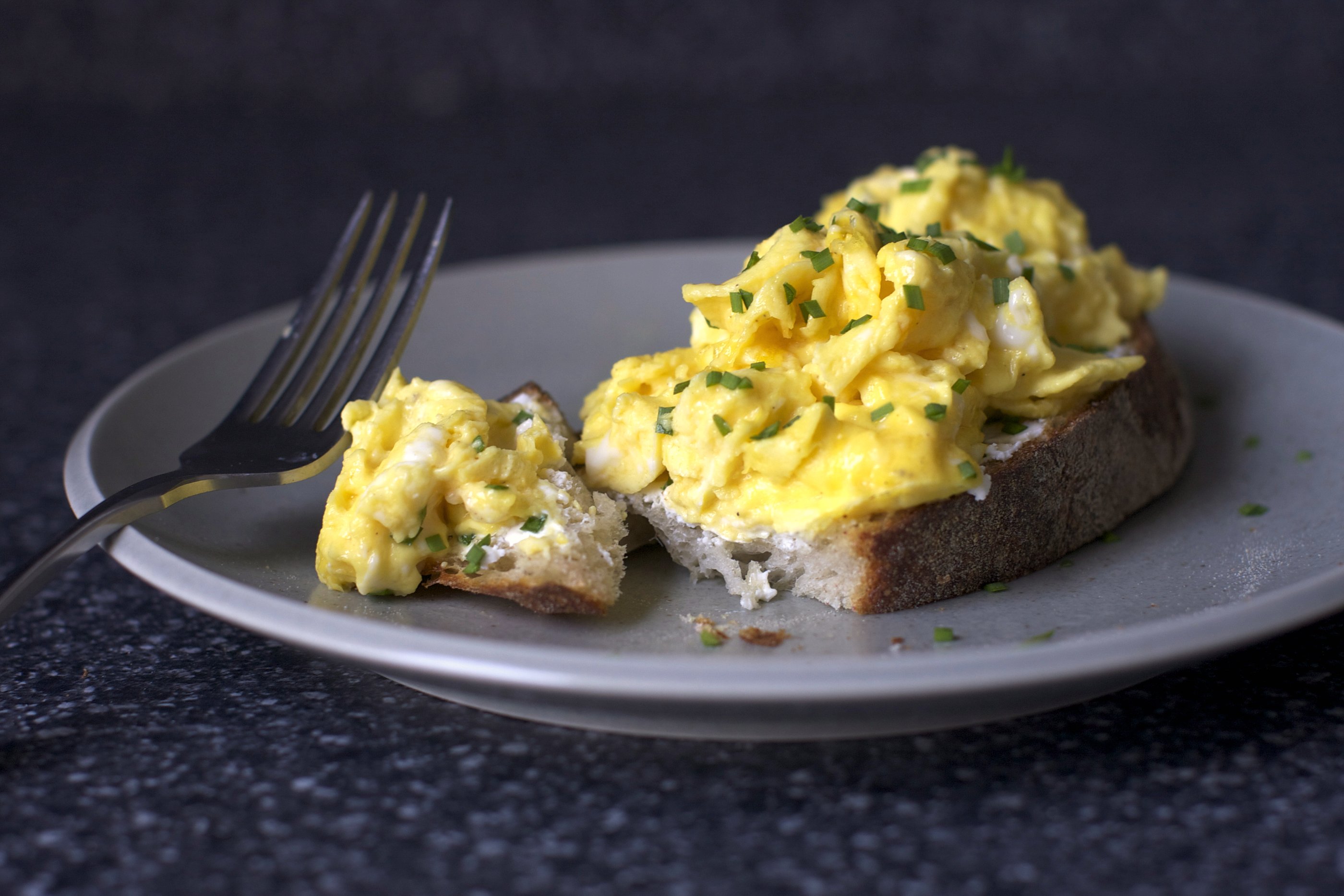 scrambled egg toast photo photo